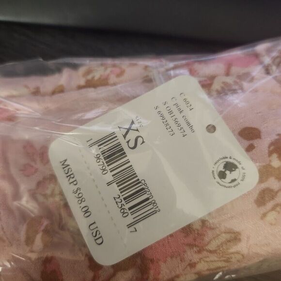 Free People Hilary Printed Top Floral Pink Combo Size XS - Picture 5 of 5